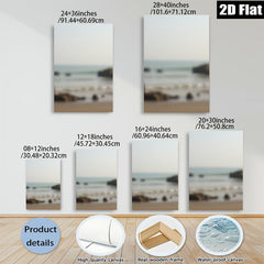 2D flat 1pc Coastal Serenity Beach Waves Ocean View Wall Art Decor for Living Room Bedroom Bathroom Modern Farmhouse Gallery Wrapped Canvas Prints Ready to Hang