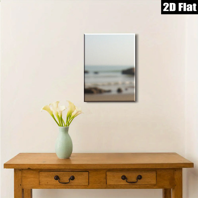 2D flat 1pc Coastal Serenity Beach Waves Ocean View Wall Art Decor for Living Room Bedroom Bathroom Modern Farmhouse Gallery Wrapped Canvas Prints Ready to Hang