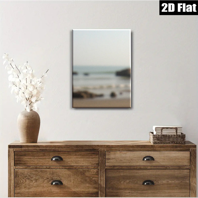 2D flat 1pc Coastal Serenity Beach Waves Ocean View Wall Art Decor for Living Room Bedroom Bathroom Modern Farmhouse Gallery Wrapped Canvas Prints Ready to Hang