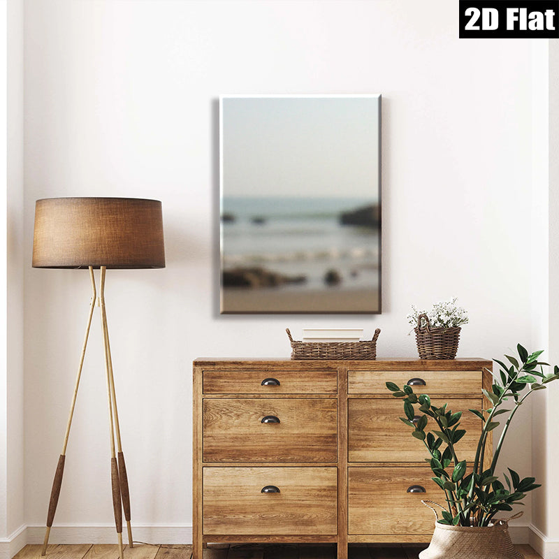 2D flat 1pc Coastal Serenity Beach Waves Ocean View Wall Art Decor for Living Room Bedroom Bathroom Modern Farmhouse Gallery Wrapped Canvas Prints Ready to Hang