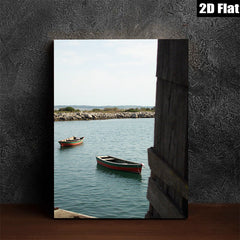 2D flat 1pc Coastal Serenity Boats Harbor View Wall Art for Living Room Bedroom Modern Farmhouse Decor Gallery Wrapped Canvas Prints Ready to Hang