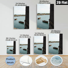 2D flat 1pc Coastal Serenity Boats Harbor View Wall Art for Living Room Bedroom Modern Farmhouse Decor Gallery Wrapped Canvas Prints Ready to Hang