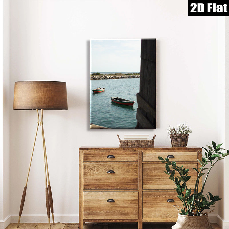 2D flat 1pc Coastal Serenity Boats Harbor View Wall Art for Living Room Bedroom Modern Farmhouse Decor Gallery Wrapped Canvas Prints Ready to Hang