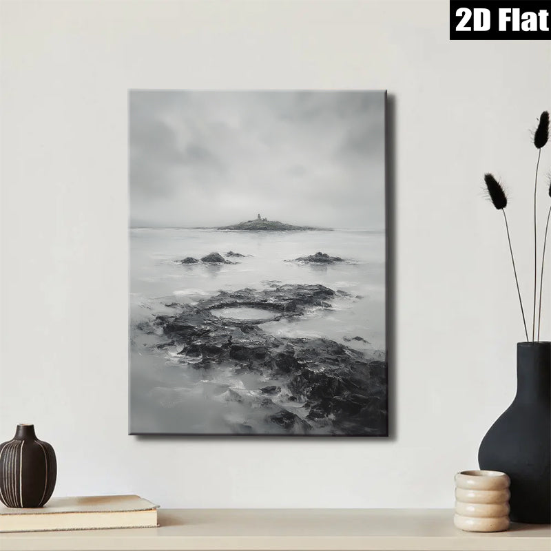 2D flat 1pc Coastal Serenity Dramatic Isle Landscape Wall Decor For Living Room Bedroom Office Modern Farmhouse Gallery Wrapped Canvas Prints Ready To Hang