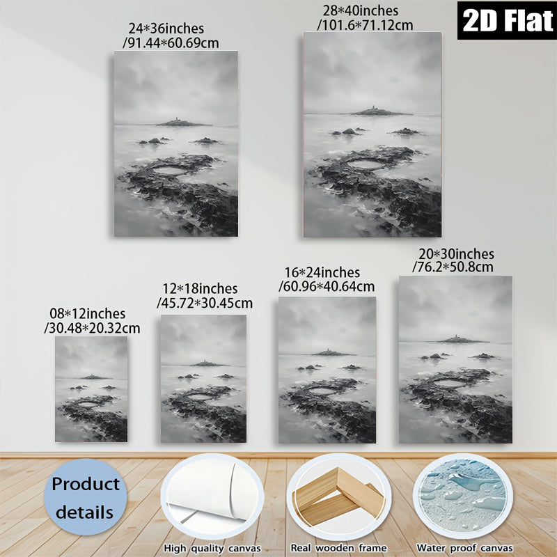 2D flat 1pc Coastal Serenity Dramatic Isle Landscape Wall Decor For Living Room Bedroom Office Modern Farmhouse Gallery Wrapped Canvas Prints Ready To Hang