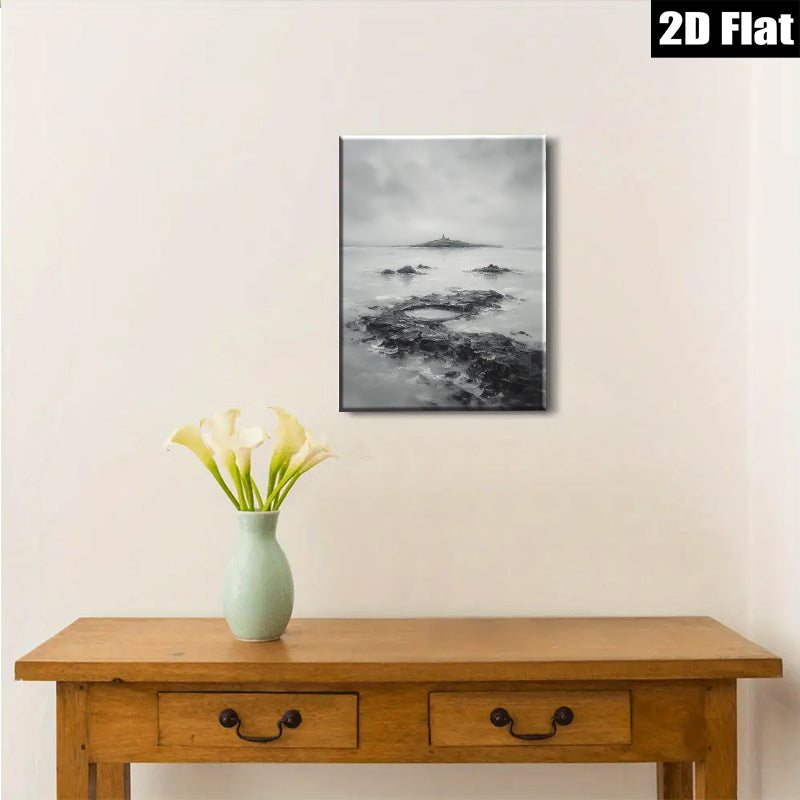 2D flat 1pc Coastal Serenity Dramatic Isle Landscape Wall Decor For Living Room Bedroom Office Modern Farmhouse Gallery Wrapped Canvas Prints Ready To Hang