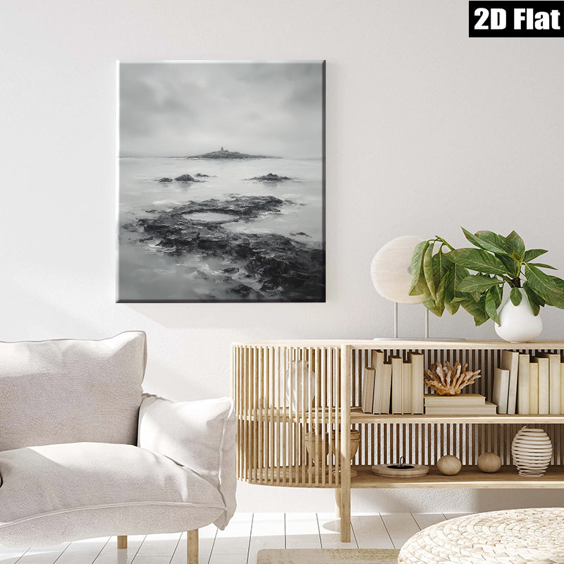 2D flat 1pc Coastal Serenity Dramatic Isle Landscape Wall Decor For Living Room Bedroom Office Modern Farmhouse Gallery Wrapped Canvas Prints Ready To Hang
