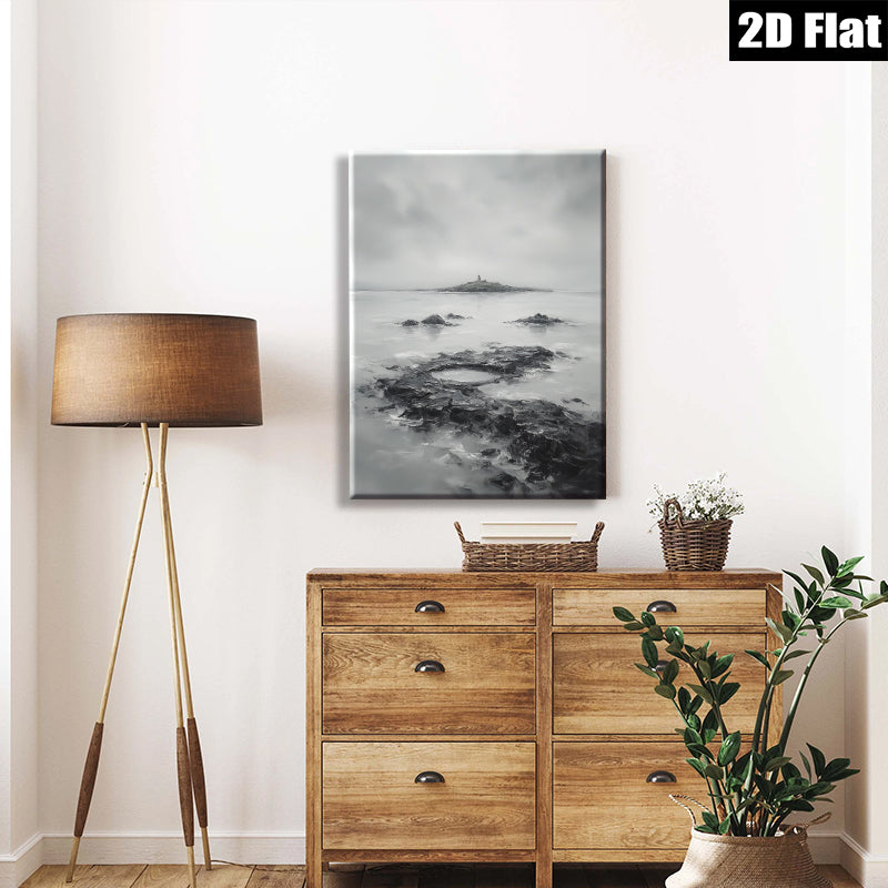 2D flat 1pc Coastal Serenity Dramatic Isle Landscape Wall Decor For Living Room Bedroom Office Modern Farmhouse Gallery Wrapped Canvas Prints Ready To Hang