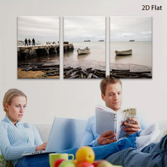 2D flat 1pc Coastal Serenity Historic Dock Fishing Boats Living Room Bedroom Wall Decor Modern Farmhouse Rustic Gallery Wrapped Canvas Prints
