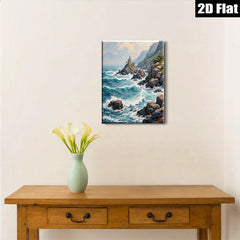 2D flat 1pc Coastal Serenity Lighthouse Waves Ocean Wall Art Decor Living Room Bedroom Home Office Modern Farmhouse Gallery Wrapped Canvas Prints Ready To Hang