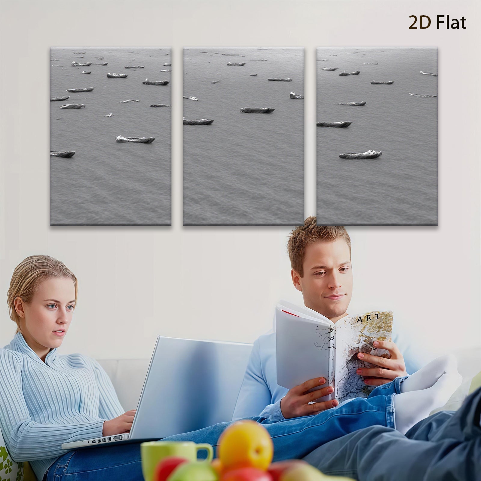 2D flat 1pc Coastal Serenity Minimalist Boatscape Wall Decor Living Room Bedroom Gallery Wrapped Canvas Prints Modern Farmhouse Style Textured Artwork Rustic Chic