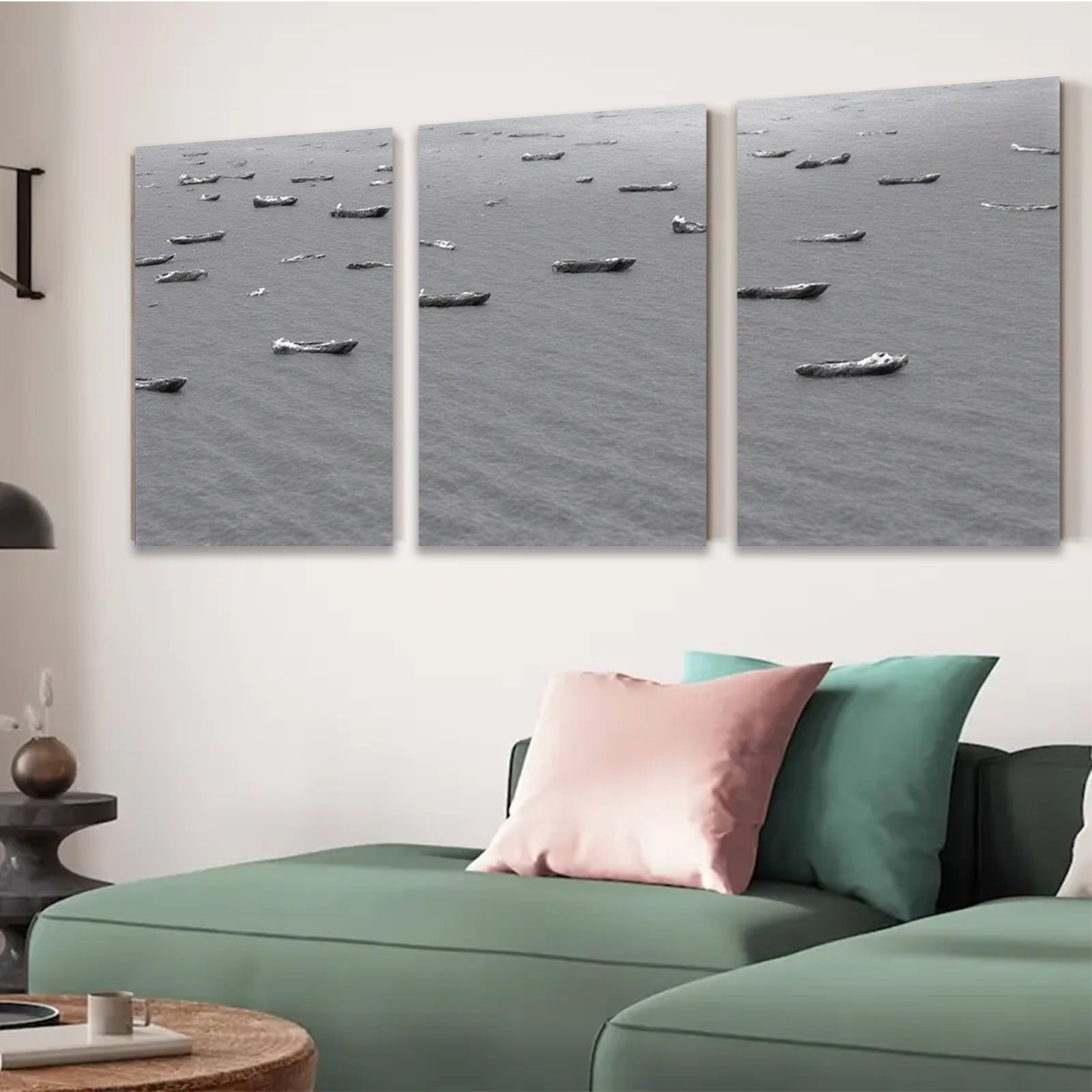 2D flat 1pc Coastal Serenity Minimalist Boatscape Wall Decor Living Room Bedroom Gallery Wrapped Canvas Prints Modern Farmhouse Style Textured Artwork Rustic Chic