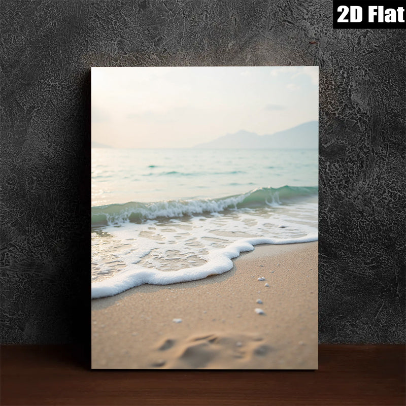 2D flat 1pc Coastal Serenity Ocean Waves Beach Footprints Living Room Bedroom Wall Decor Modern Farmhouse Aesthetic Gallery Wrapped Canvas Prints Ready to Hang
