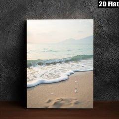 2D flat 1pc Coastal Serenity Ocean Waves Beach Footprints Living Room Bedroom Wall Decor Modern Farmhouse Aesthetic Gallery Wrapped Canvas Prints Ready to Hang