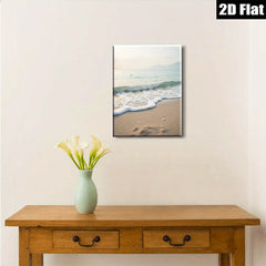 2D flat 1pc Coastal Serenity Ocean Waves Beach Footprints Living Room Bedroom Wall Decor Modern Farmhouse Aesthetic Gallery Wrapped Canvas Prints Ready to Hang