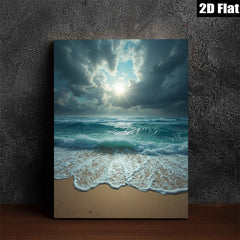 2D flat 1pc Coastal Serenity Ocean Waves Beach Wall Art Living Room Bedroom Decor Farmhouse Style Modern Gallery Wrapped Canvas Prints Ready to Hang