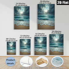2D flat 1pc Coastal Serenity Ocean Waves Beach Wall Art Living Room Bedroom Decor Farmhouse Style Modern Gallery Wrapped Canvas Prints Ready to Hang