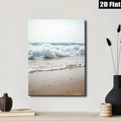 2D flat 1pc Coastal Serenity Ocean Waves Beach Wall Art Living Room Bedroom Decor Modern Farmhouse Style Canvas Prints for Home Decoration Gallery Wrapped