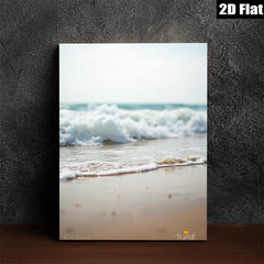 2D flat 1pc Coastal Serenity Ocean Waves Beach Wall Art Living Room Bedroom Decor Modern Farmhouse Style Canvas Prints for Home Decoration Gallery Wrapped