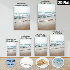 2D flat 1pc Coastal Serenity Ocean Waves Beach Wall Art Living Room Bedroom Decor Modern Farmhouse Style Canvas Prints for Home Decoration Gallery Wrapped