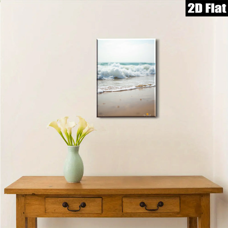 2D flat 1pc Coastal Serenity Ocean Waves Beach Wall Art Living Room Bedroom Decor Modern Farmhouse Style Canvas Prints for Home Decoration Gallery Wrapped