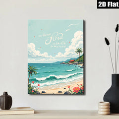 2D flat 1pc Coastal Serenity Tropical Beach View Wall Art for Living Room Bedroom Home Decor Farmhouse Style Gallery Wrapped Canvas Prints Modern Artwork