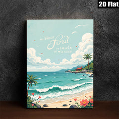 2D flat 1pc Coastal Serenity Tropical Beach View Wall Art for Living Room Bedroom Home Decor Farmhouse Style Gallery Wrapped Canvas Prints Modern Artwork