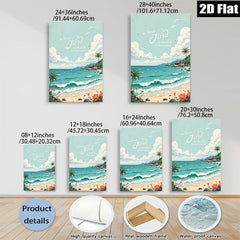 2D flat 1pc Coastal Serenity Tropical Beach View Wall Art for Living Room Bedroom Home Decor Farmhouse Style Gallery Wrapped Canvas Prints Modern Artwork