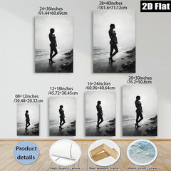 2D flat 1pc Coastal Silhouette Woman Beach Art Modern Canvas Wall Decor Living Room Bedroom Bathroom Gallery Wrapped Ready to Hang Farmhouse Aesthetic