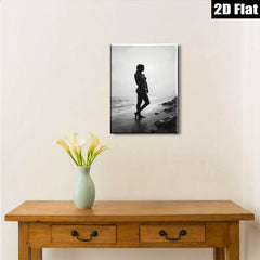 2D flat 1pc Coastal Silhouette Woman Beach Art Modern Canvas Wall Decor Living Room Bedroom Bathroom Gallery Wrapped Ready to Hang Farmhouse Aesthetic