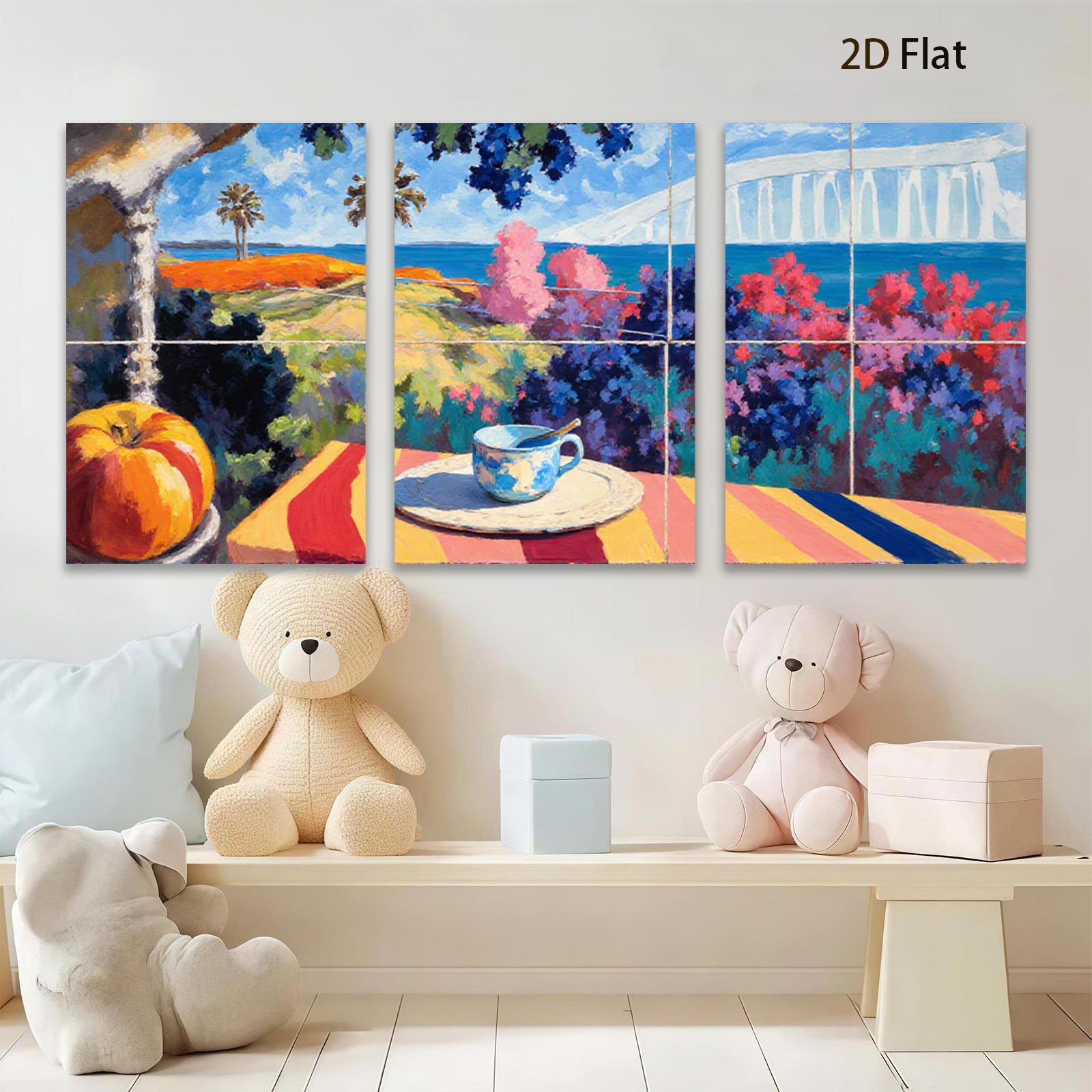 2D flat 1pc Coastal Still Life with Golden Gate Bridge View Living Room Bedroom Wall Decor Farmhouse Style Canvas Prints Modern Art
