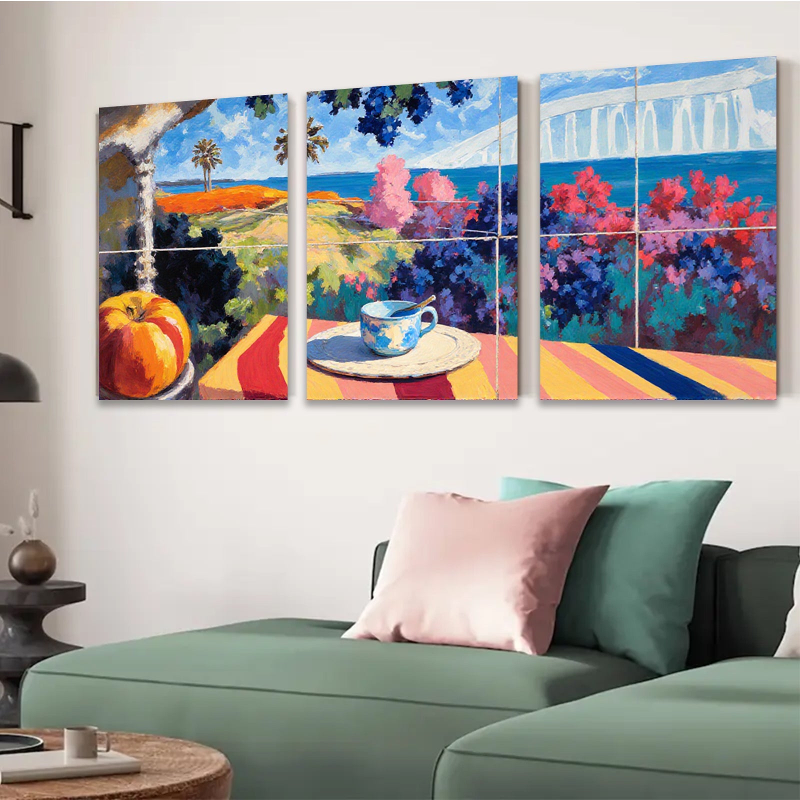 2D flat 1pc Coastal Still Life with Golden Gate Bridge View Living Room Bedroom Wall Decor Farmhouse Style Canvas Prints Modern Art