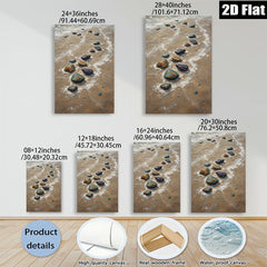 2D flat 1pc Coastal Stone Path Beach Waves Living Room Gallery Wall Art Rustic Farmhouse Decor Modern Minimalist Canvas Print