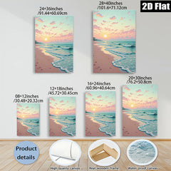 2D flat 1pc Coastal Sunrise Beach Ocean Waves Wall Art Living Room Bedroom Decor Modern Farmhouse Style Canvas Prints for Home Gallery Wrapped Ready to Hang