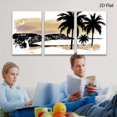 2D flat 1pc Coastal Sunset Palm Trees Beach Wall Art Canvas Prints for Living Room Bedroom Home Decor Farmhouse Style Modern Gallery Wrapped Timeless