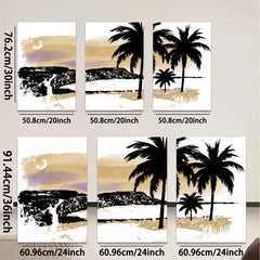 2D flat 1pc Coastal Sunset Palm Trees Beach Wall Art Canvas Prints for Living Room Bedroom Home Decor Farmhouse Style Modern Gallery Wrapped Timeless