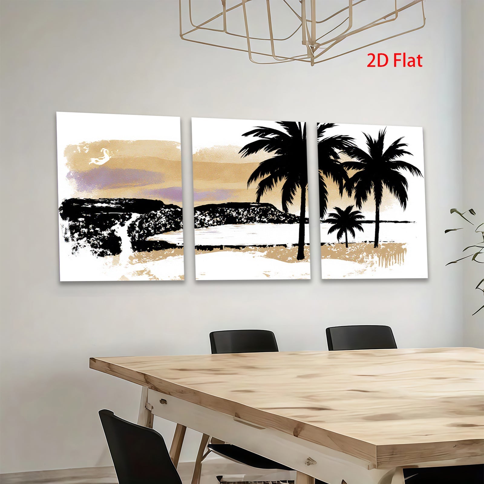 2D flat 1pc Coastal Sunset Palm Trees Beach Wall Art Canvas Prints for Living Room Bedroom Home Decor Farmhouse Style Modern Gallery Wrapped Timeless