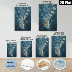 2D flat 1pc Coastal Swirls Flight Above Ocean Waves Living Room Bedroom Wall Decor Modern Farmhouse Gallery Wrapped Canvas Prints Teal Blue Art
