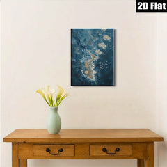 2D flat 1pc Coastal Swirls Flight Above Ocean Waves Living Room Bedroom Wall Decor Modern Farmhouse Gallery Wrapped Canvas Prints Teal Blue Art