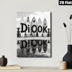 2D flat 1pc Coastal Vibes Beach Waves Spelling Decorative Wall Art Living Room Bedroom Modern Farmhouse Gallery Wrapped Canvas Print Coastal Decor