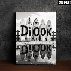 2D flat 1pc Coastal Vibes Beach Waves Spelling Decorative Wall Art Living Room Bedroom Modern Farmhouse Gallery Wrapped Canvas Print Coastal Decor