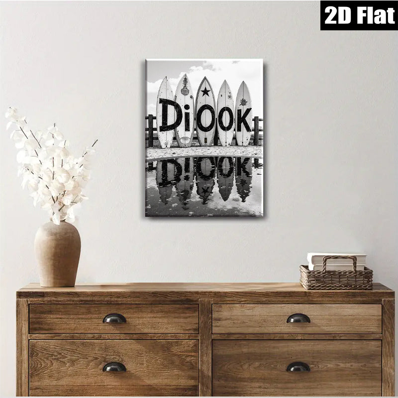 2D flat 1pc Coastal Vibes Beach Waves Spelling Decorative Wall Art Living Room Bedroom Modern Farmhouse Gallery Wrapped Canvas Print Coastal Decor