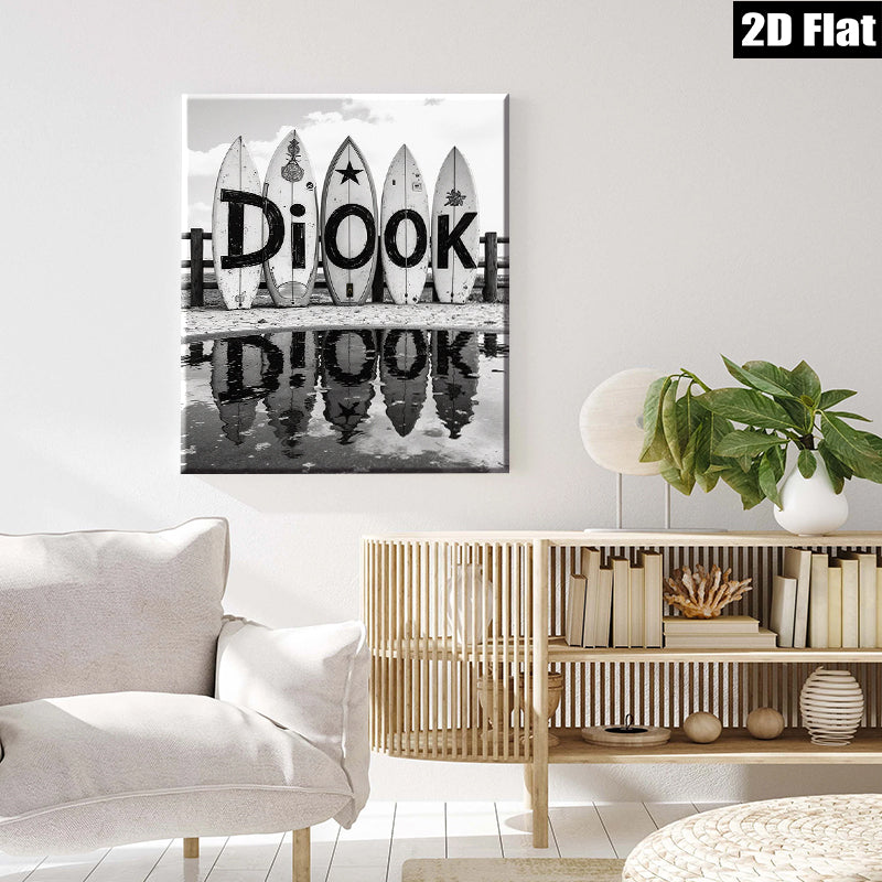 2D flat 1pc Coastal Vibes Beach Waves Spelling Decorative Wall Art Living Room Bedroom Modern Farmhouse Gallery Wrapped Canvas Print Coastal Decor
