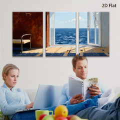 2D flat 1pc Coastal View Open Door Sunlight Living Room Bedroom Wall Decor Farmhouse Style Canvas Prints Modern Artwork