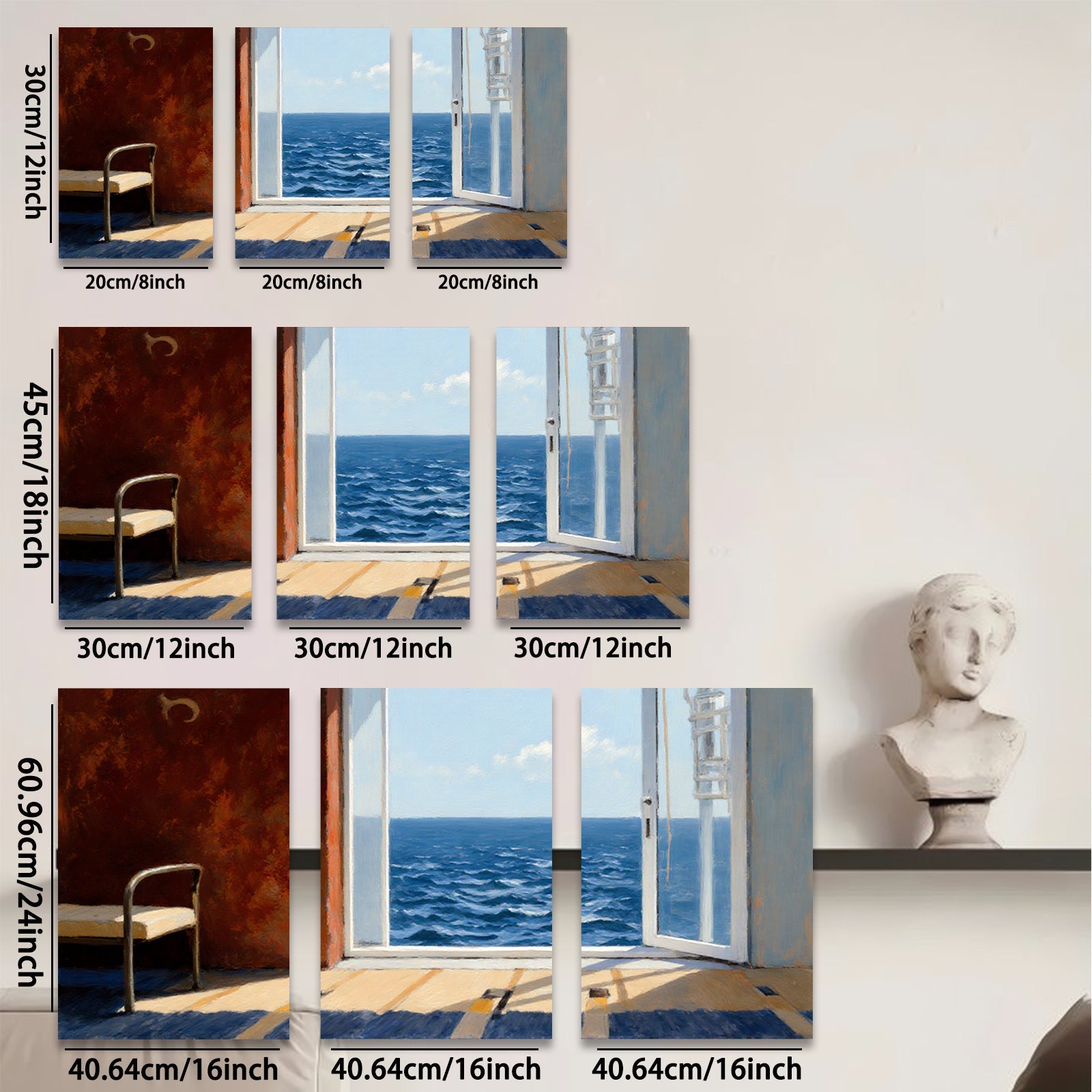 2D flat 1pc Coastal View Open Door Sunlight Living Room Bedroom Wall Decor Farmhouse Style Canvas Prints Modern Artwork