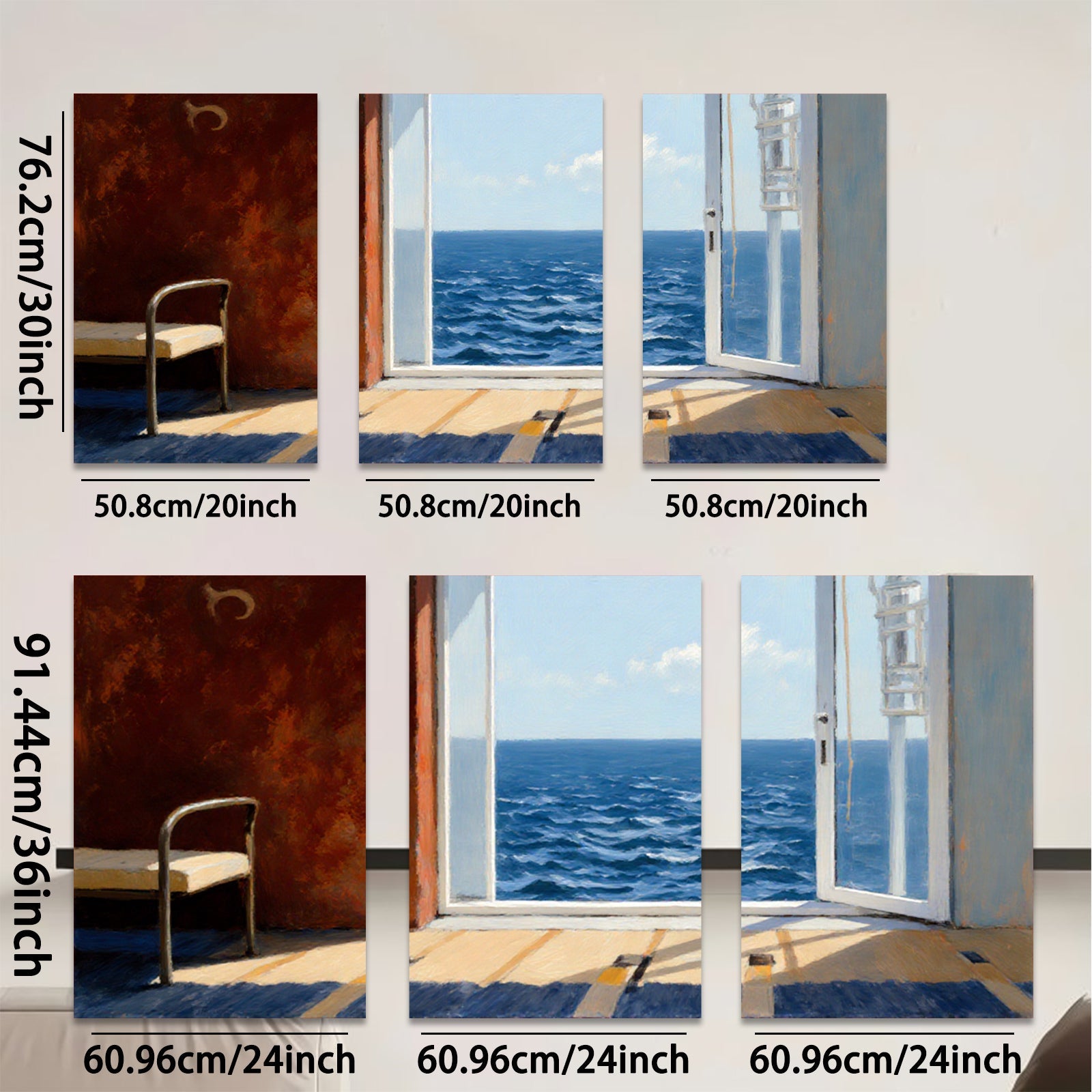 2D flat 1pc Coastal View Open Door Sunlight Living Room Bedroom Wall Decor Farmhouse Style Canvas Prints Modern Artwork