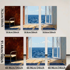 2D flat 1pc Coastal View Open Door Sunlight Living Room Bedroom Wall Decor Farmhouse Style Canvas Prints Modern Artwork