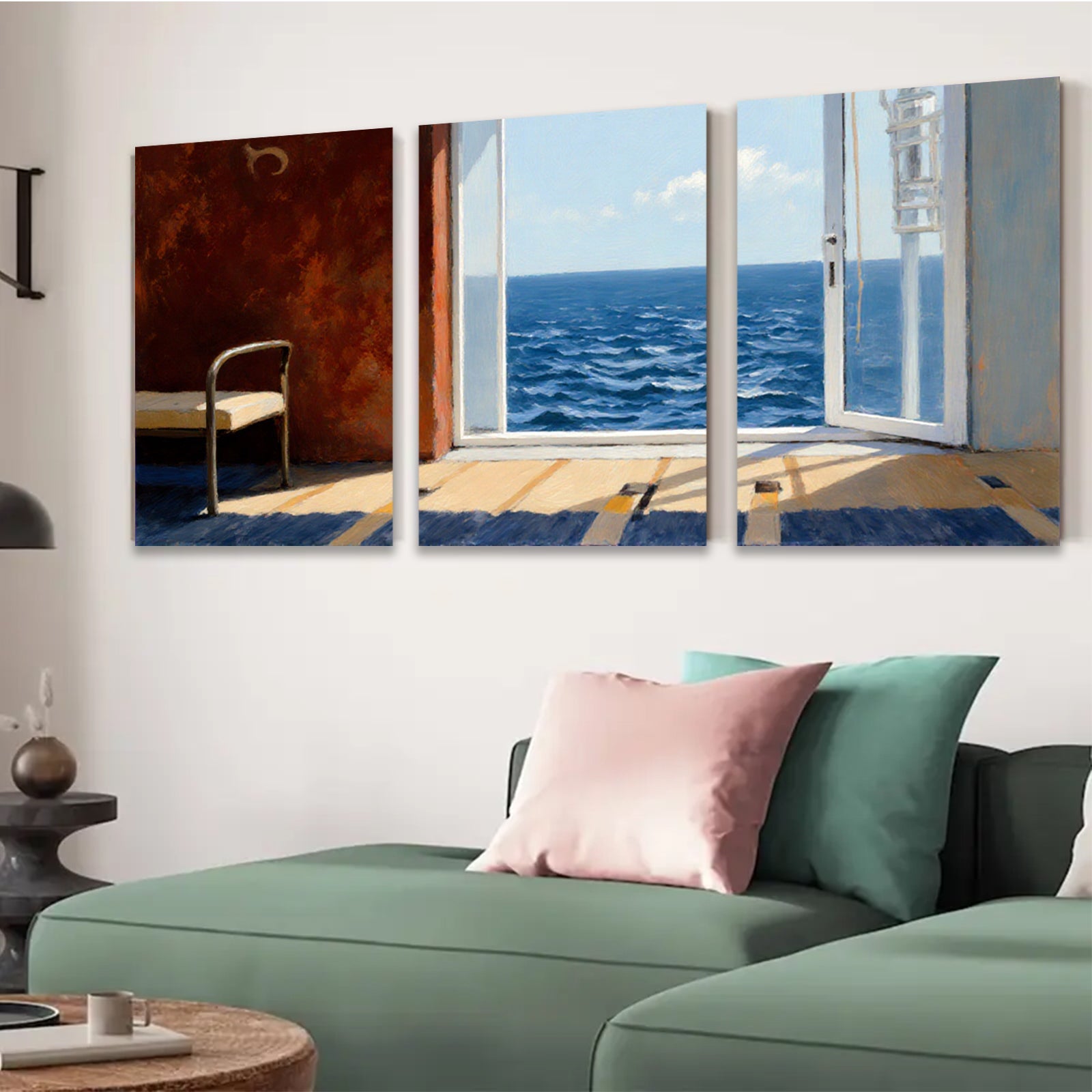 2D flat 1pc Coastal View Open Door Sunlight Living Room Bedroom Wall Decor Farmhouse Style Canvas Prints Modern Artwork
