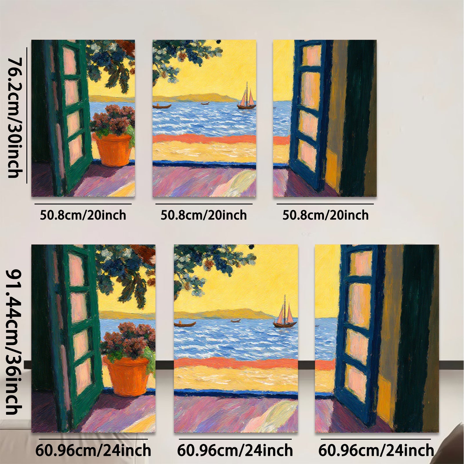2D flat 1pc Coastal View Window Scene Living Room Bedroom Wall Decor Farmhouse Style Artwork Modern Home Gifts Chic Gallery Wrapped Canvas Prints
