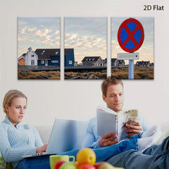 2D flat 1pc Coastal Village Scene Nordic Homes Peaceful Countryside Living Room Bedroom Wall Decor Modern Farmhouse Style Canvas Prints